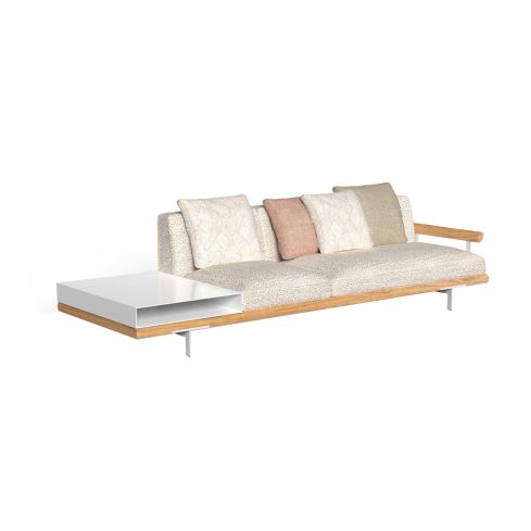 Allure Icon Outdoor 3 Seater Left Modular Sofa With Wood Arm And Shelf