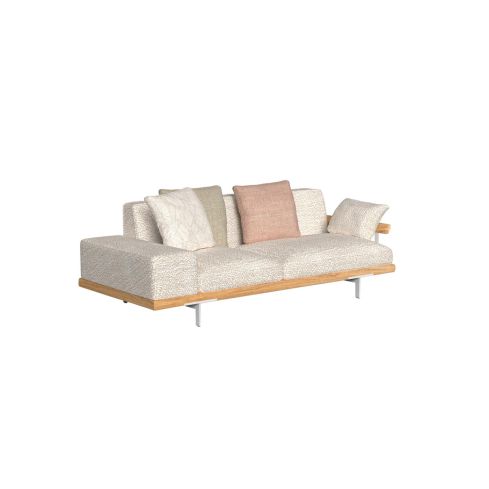 Allure Icon Outdoor 2 Seater Sofa With Fabric Right Arm And Wood Left Arm