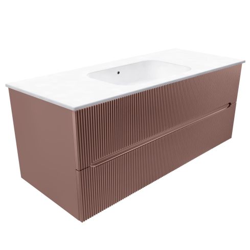 Smyle Wall Mounted Double Drawer Vanity Unit With Integrated 0 Hole Basin