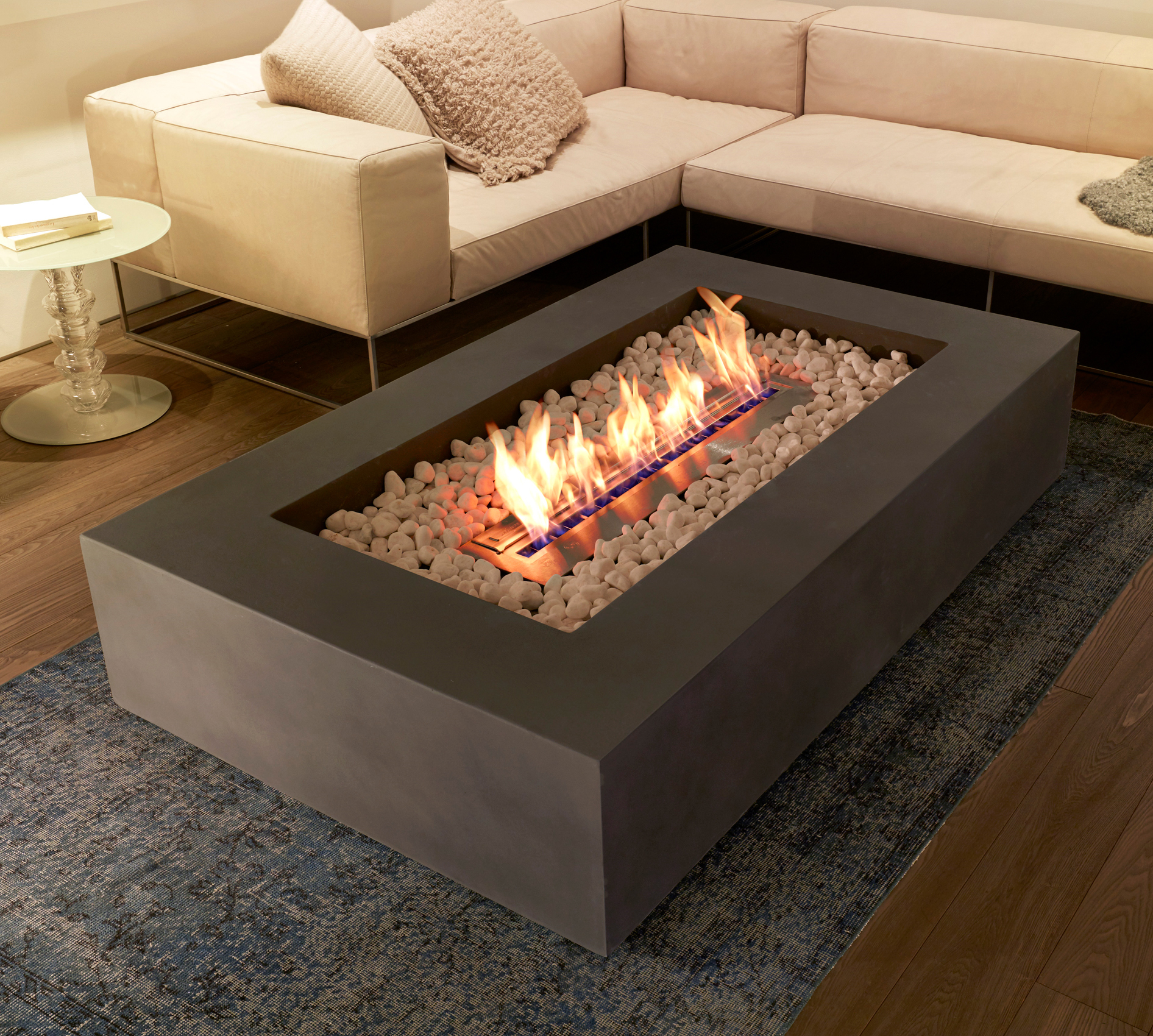 Gas fire store table