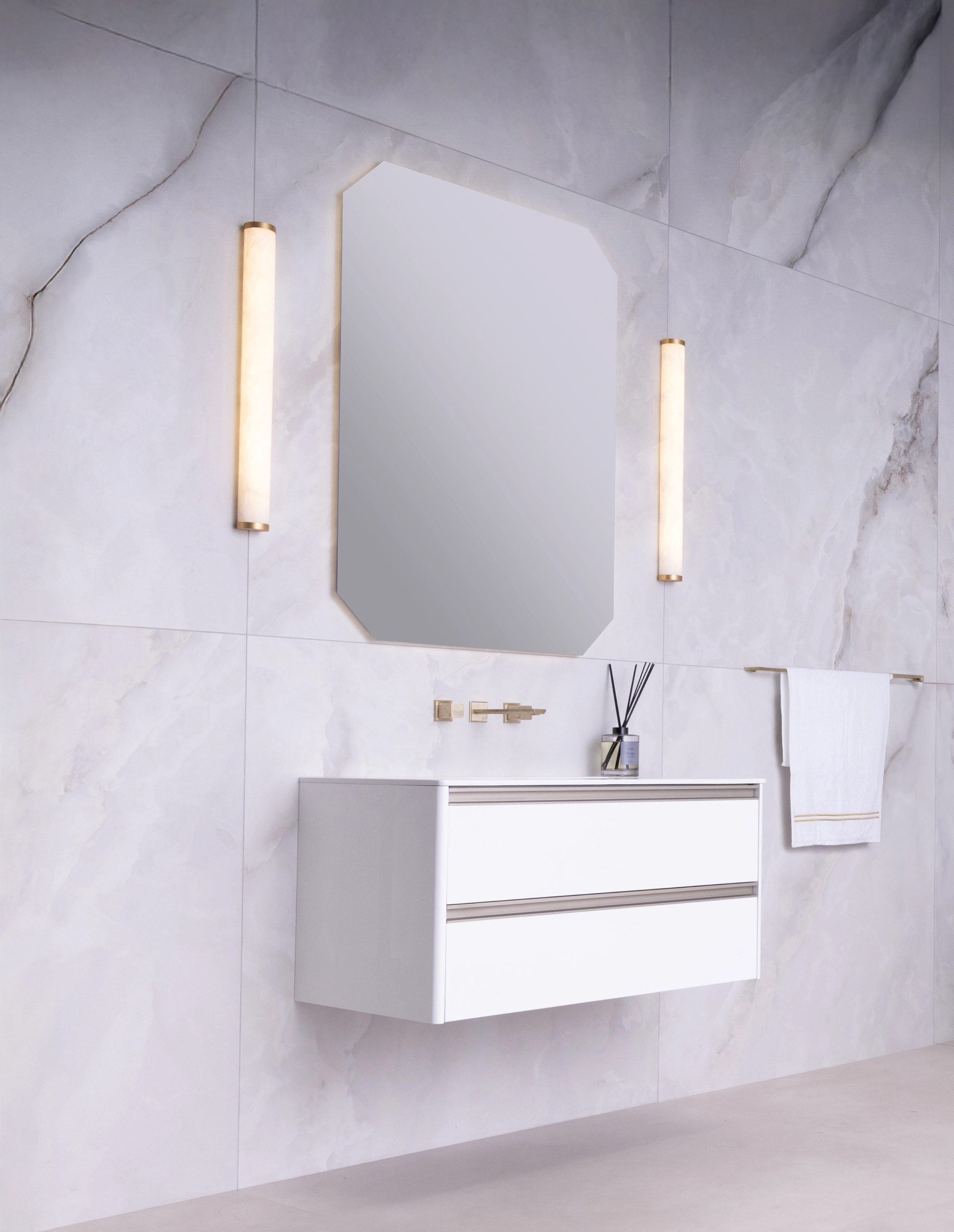 SANAURA Carlyle wall light in White Gelsa Alabaster with integrated LED